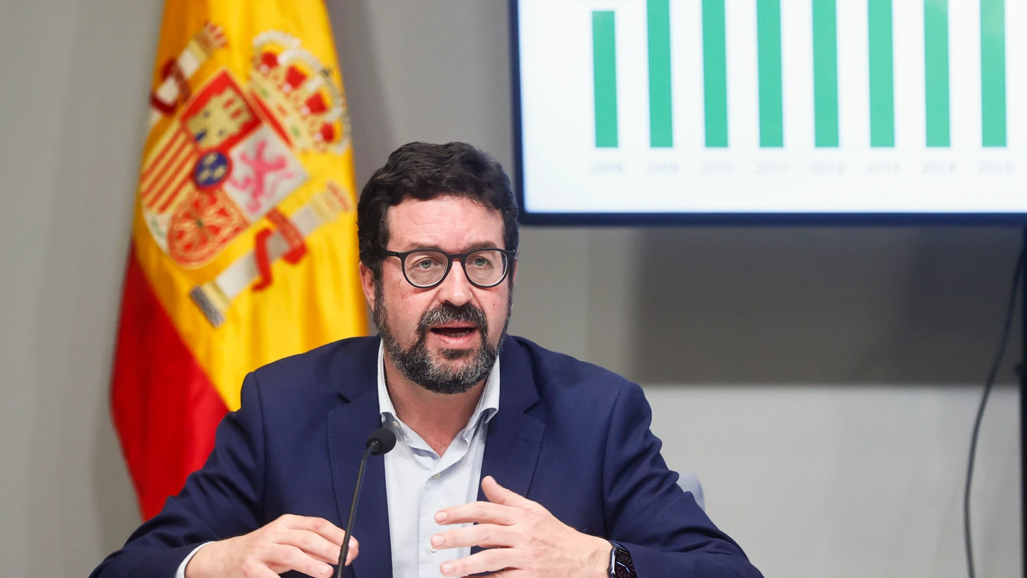 Imagen de archivo del secretario de Estado de Empleo y Economía Social, Joaquín Pérez Rey, durante una rueda de prensa. Imagen de archivo del secretario de Estado de Empleo y Economía Social, Joaquín Pérez Rey, durante una rueda de prensa.