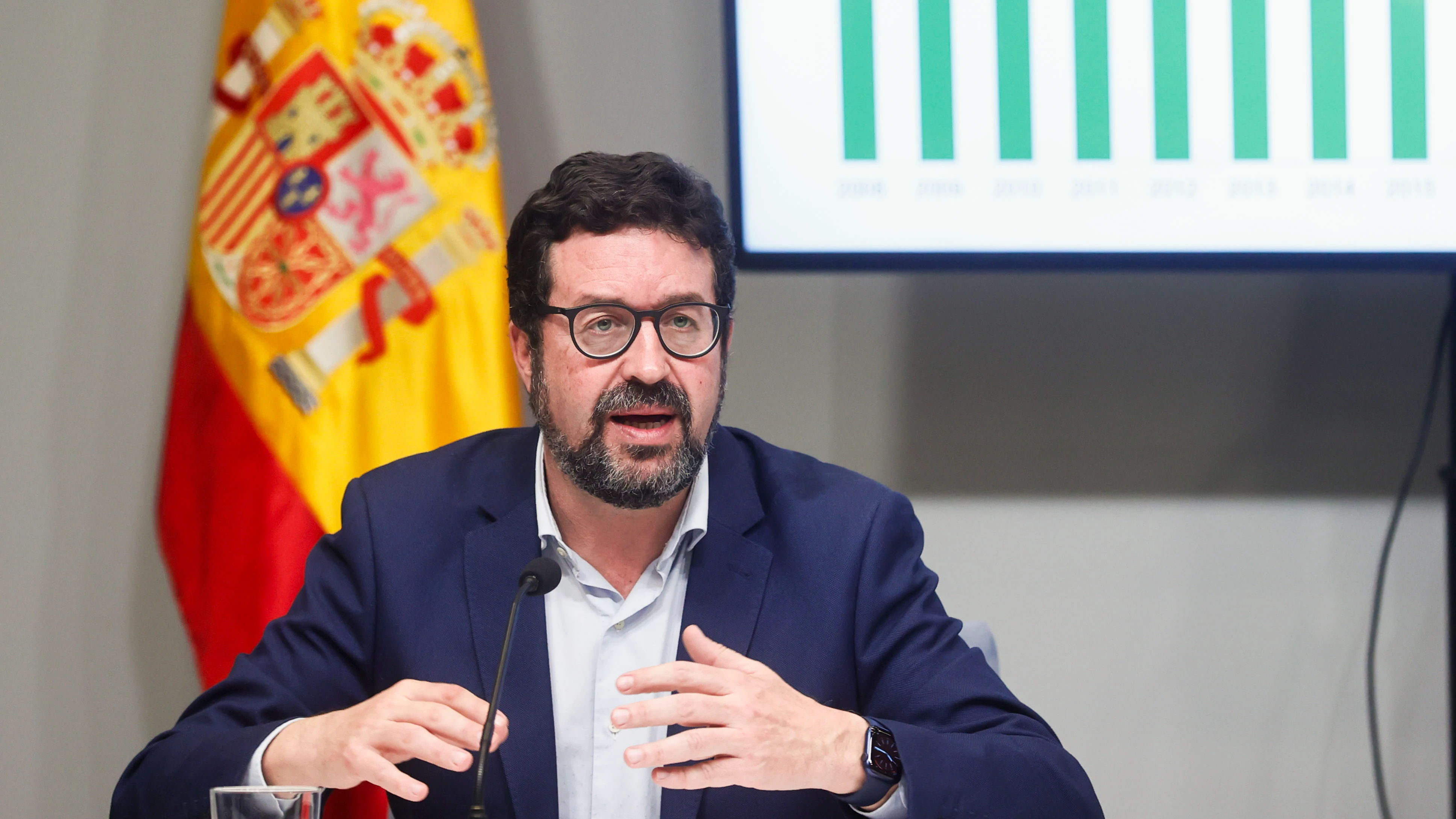 Imagen de archivo del secretario de Estado de Empleo y Economía Social, Joaquín Pérez Rey, durante una rueda de prensa. 