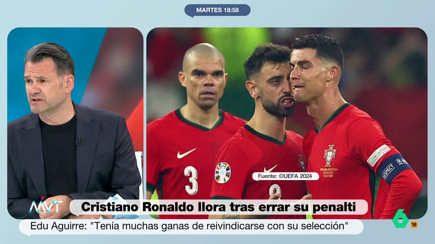 Iñaki López, rotundo: "¿En qué momento Cristiano Ronaldo ha dejado de ser lo más importante para Cristiano Ronaldo?" "Nunca ha sido precisamente un hombre de equipo", afirma Iñaki López en este vídeo donde, junto a Gonzalo Miró, reflexionan sobre las lágrimas de Cristiano Ronaldo después de fallar un penalti con Portugal en la Eurocopa.