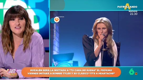 Zapeando muestra en exclusiva el paso de Rozalén por 'Tu cara me suena' imitando a Bonnie Tyler Zapeando muestra en exclusiva el paso de Rozalén por 'Tu cara me suena' imitando a Bonnie Tyler