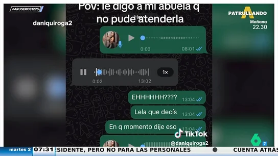 La tierna reacción de una abuela al confundir 'atenderte' por 'muerte' en un audio que le envía su nieta La tierna reacción de una abuela al confundir 'atenderte' por 'muerte' en un audio que le envía su nieta