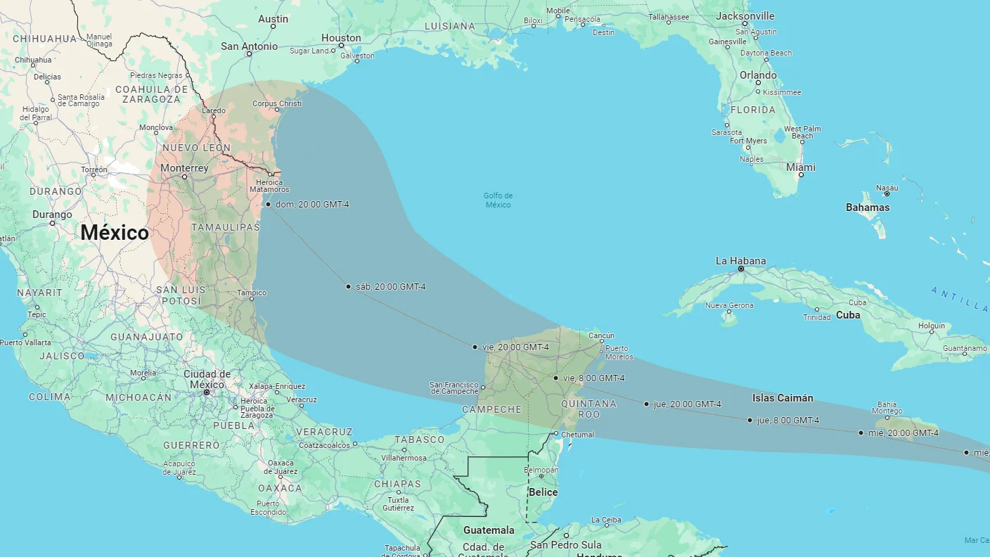 Trayectoria del huracán Beryl