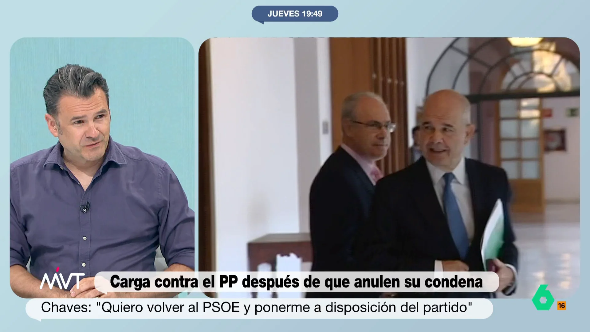 Más Vale Tarde analiza la rueda de prensa de Manuel Chaves donde, después de anular el Constitucional su pena, se pone a disposición del PSOE "para lo que me necesite". Las reflexiones de Iñaki López y Cristina Pardo, entre otros, en este vídeo.