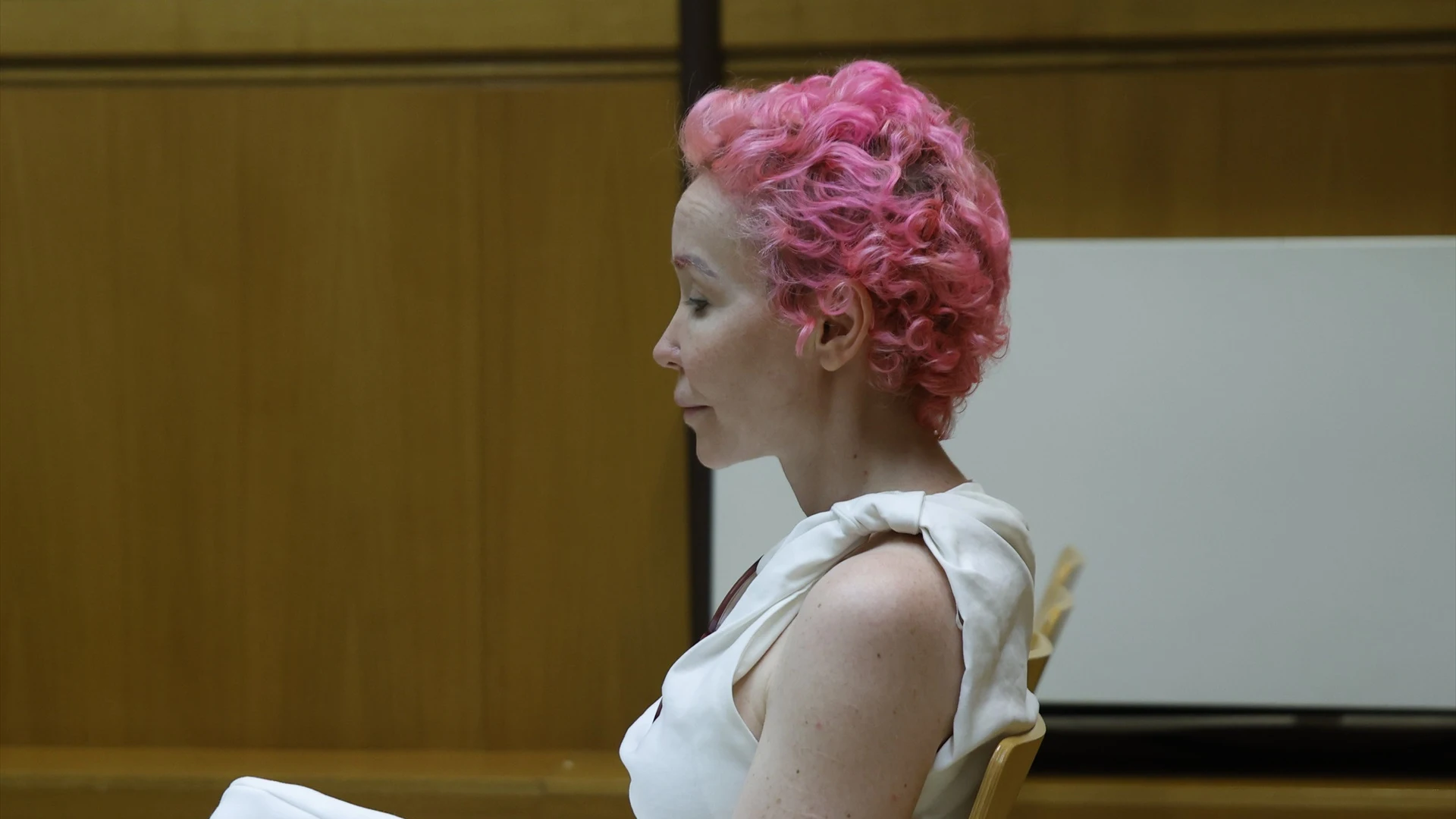 La exmujer del productor televisivo Josep Maria Mainat, Angela Dobrowolski, durante un juicio en la Sección 20 de la Audiencia de Barcelona, a 15 de julio de 2024, en Barcelona, Catalunya (España).