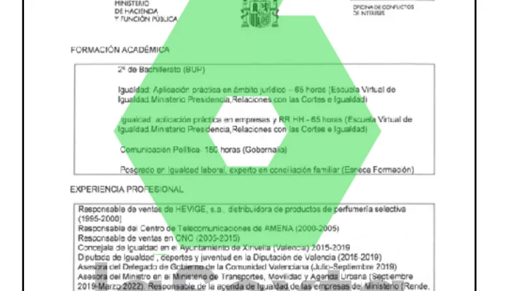 Currículum de Isabel García en el expediente de nombramiento