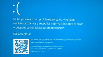 Pantalla azul de la muerte de Microsoft, en una imagen de archivo.
