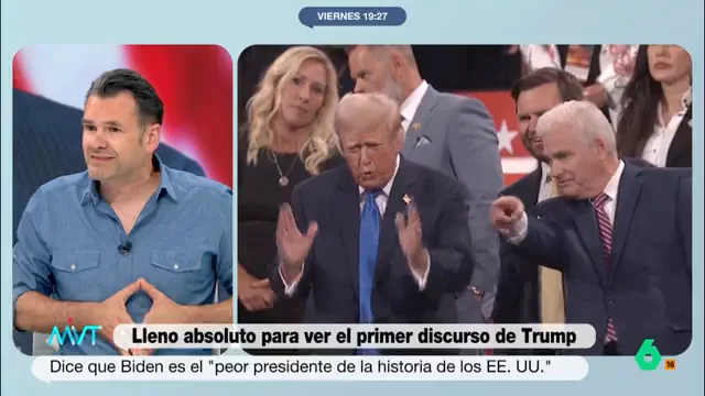 Iñaki López, sobre el discurso de Donald Trump: "Promete paz si gana y me parece una amenaza velada" Pedro Rodríguez, profesor de Relaciones Internacionales, analiza con Iñaki López y Cristina Pardo los detalles del discurso de Trump en la Convención Nacional Republicana. Sus reflexiones, y las de los presentadores, en este vídeo.