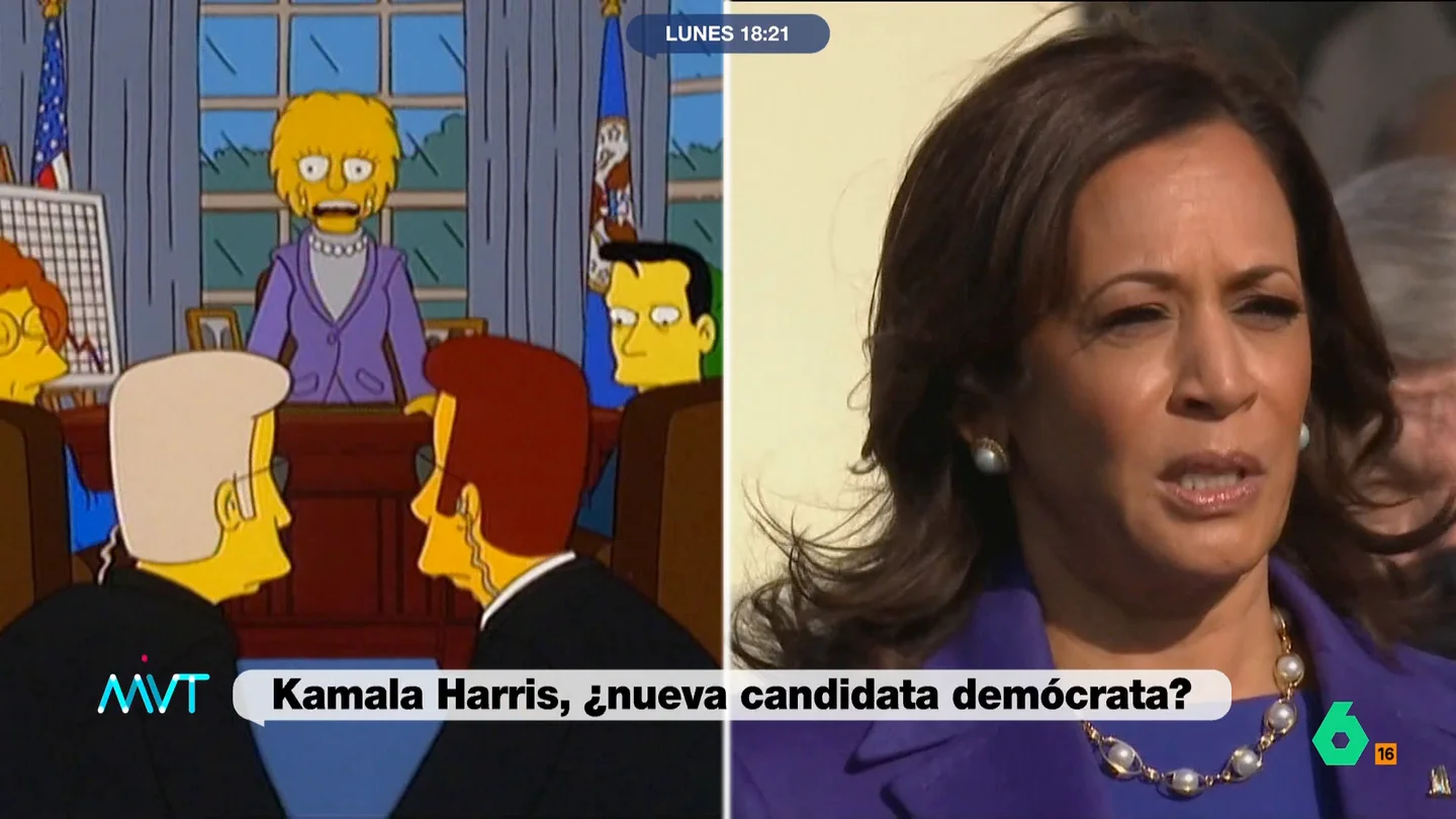 La última predicción de 'Los Simpson': ¿Kamala Harris presidenta de Estados Unidos? María Lamela analiza en Más Vale Tarde la trayectoria política de Kamala Harris, principal candidata a relevar a Joe Biden en la candidatura demócrata a la Casa Blanca, y en este vídeo desvela un curioso detalle que 'Los Simpson' ya predijeron.