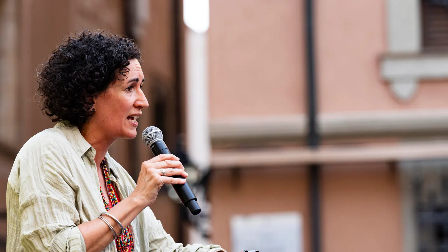 La secretaria general de ERC, Marta Rovira, pronuncia un discurso durante un acto de la plataforma Free Rovira La secretaria general de ERC, Marta Rovira, pronuncia un discurso durante un acto de la plataforma Free Rovira