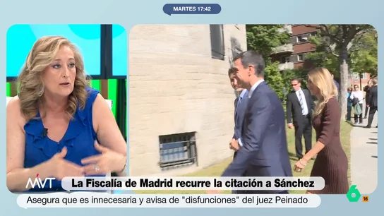 Elisa Beni, sobre la citación a Pedro Sánchez: "Todas las instancias están rebasando sus límites habituales" Elisa Beni analiza en este vídeo el recurso de la Fiscalía y la defensa de Begoña Gómez a la citación de Pedro Sánchez, así como la diligencia del juez Peinado al llamar al presidente del Gobierno que, señala, "no va a llevar a ninguna parte".