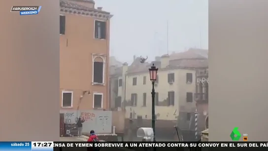 Estupidez máxima: salta en plancha desde un tercer piso a un canal en Venecia Estupidez máxima: salta en plancha desde un tercer piso a un canal en Venecia