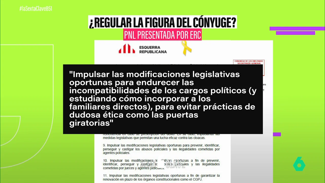 ¿Regular por ley el papel de la pareja de quien ocupe la Moncloa? La propuesta de ERC para acabar con situaciones "absurdas"