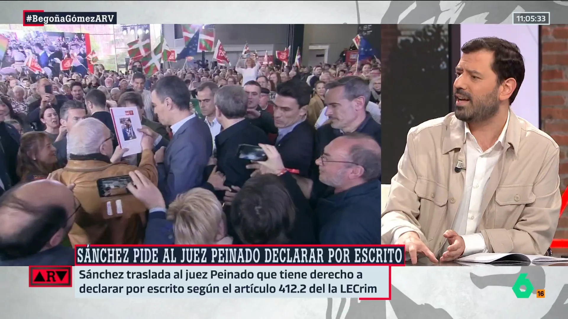 ARV-Valdivia reacciona al escrito de Pedro Sánchez: "Viene a exponer la contradicción del juez Peinado"