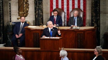 Benjamin Netanyahu, durante su discurso ante el Congreso de Estados Unidos