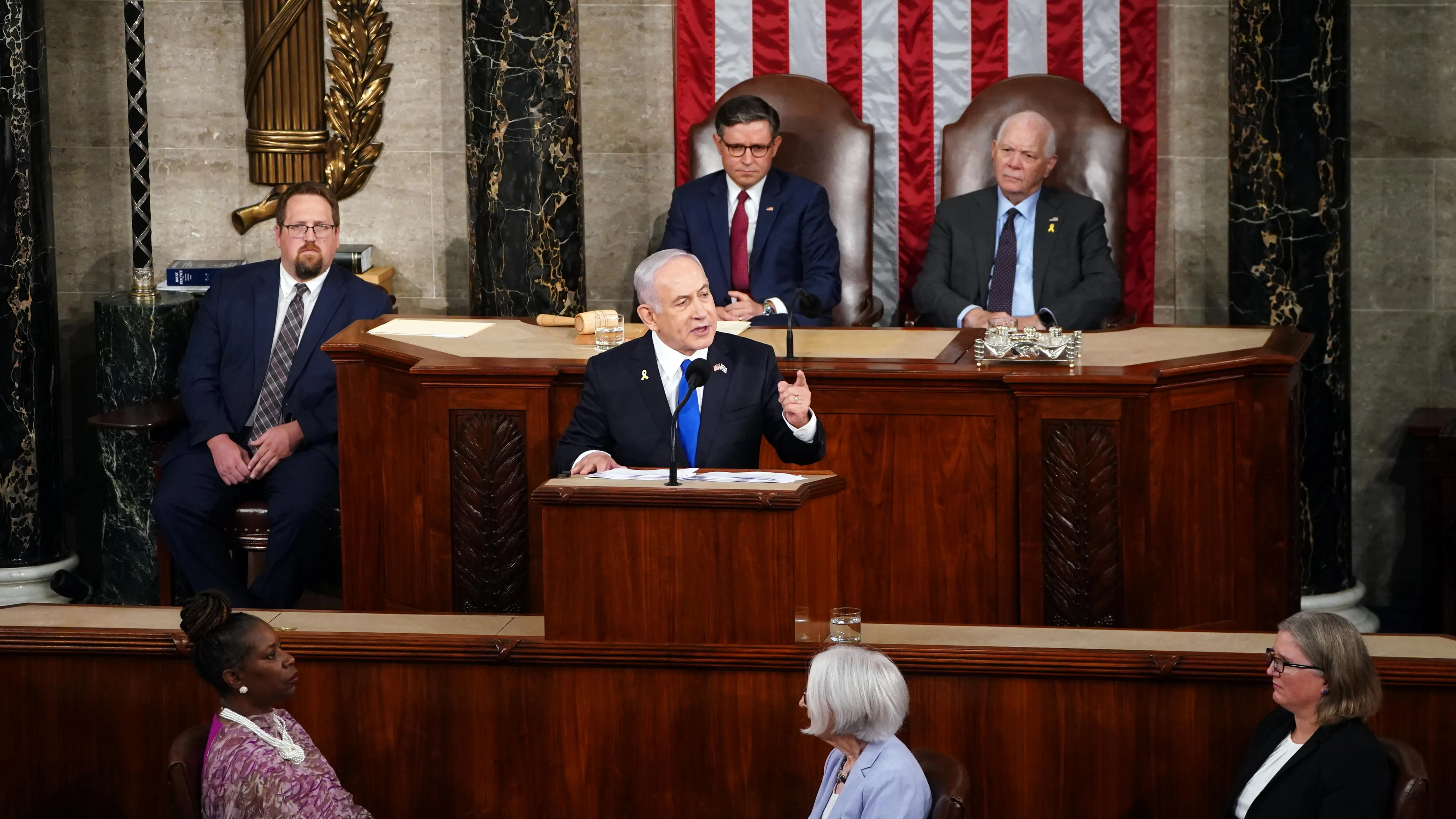 Benjamin Netanyahu, durante su discurso ante el Congreso de Estados Unidos