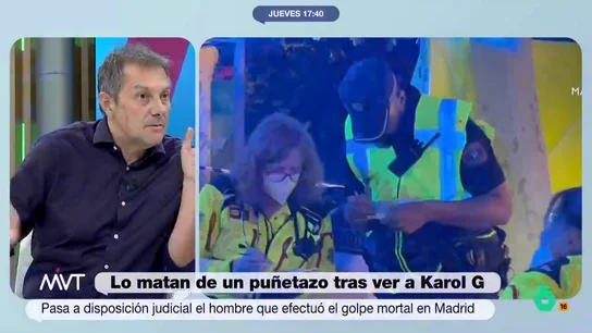 Leo Álvarez analiza los hechos tras la agresión mortal en el concierto de Karol G Leo Álvarez repasa en este video todo lo ocurrido durante la trágica agresión mortal a un hombre después del concierto de Karol G en el Bernabéu: "Es un malentendido que se resuelve como no se tienen que resolver las cosas", afirma.