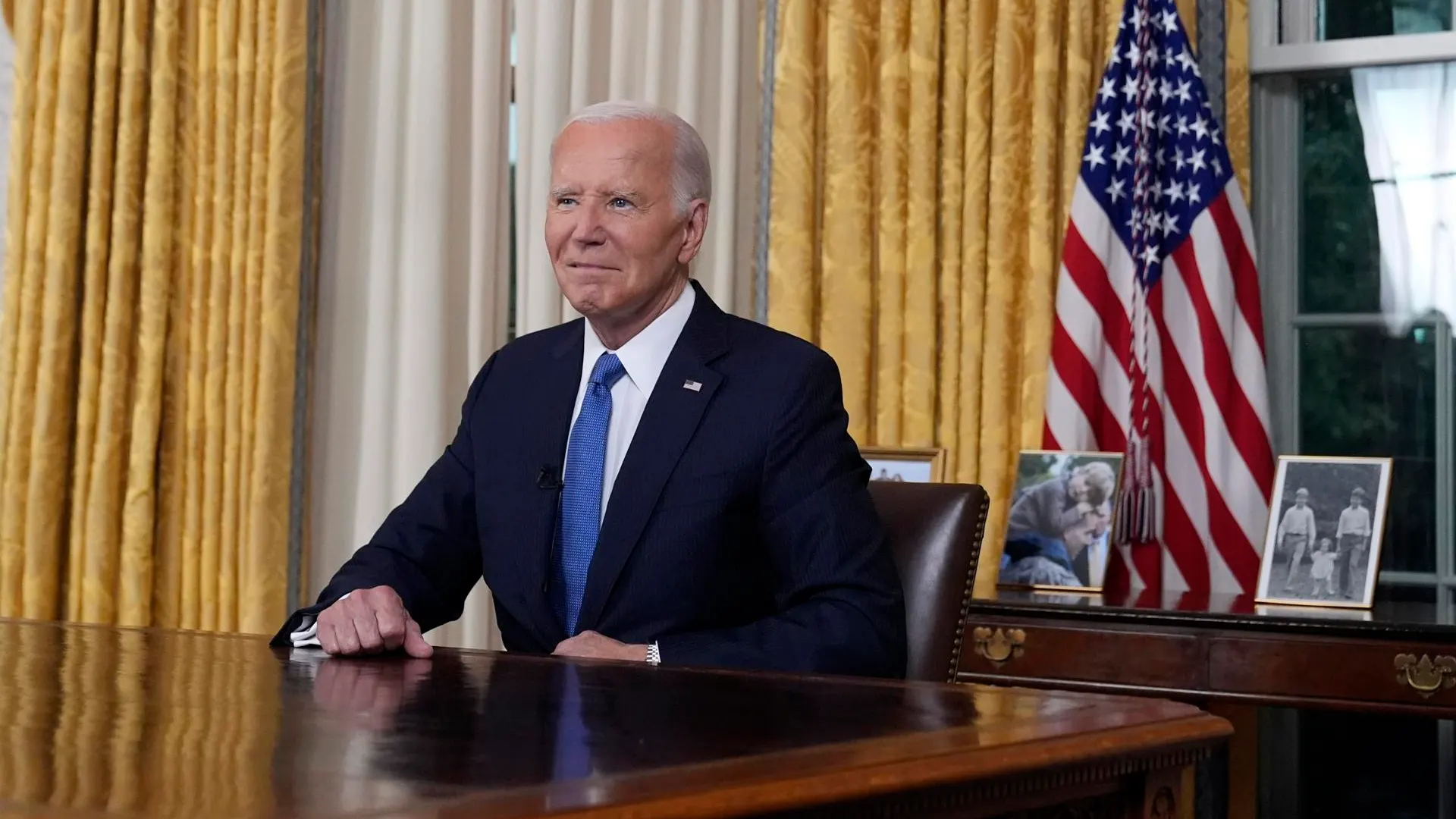 El presidente de Estados Unidos, Joe Biden, dirige un discurso a la nación desde el Despacho Oval