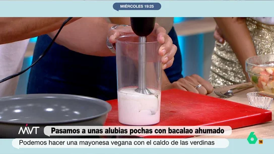 MVT Pablo Ojeda desmonta el mito de que no se come el caldo de las legumbres y hace una mayonesa con él MVT Pablo Ojeda desmonta el mito de que no se come el caldo de las legumbres y hace una mayonesa con él