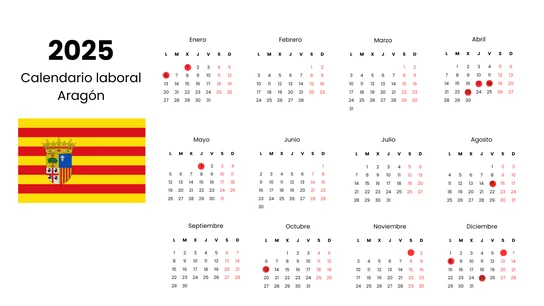 Calendario laboral Aragón 2025. Calendario laboral Aragón 2025.