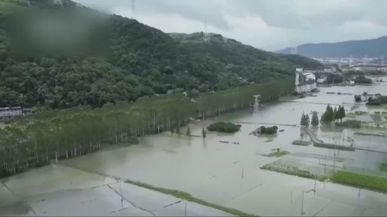 Imagen aérea de una zona inundada en China Imagen aérea de una zona inundada en China