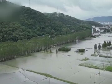 Imagen aérea de una zona inundada en China