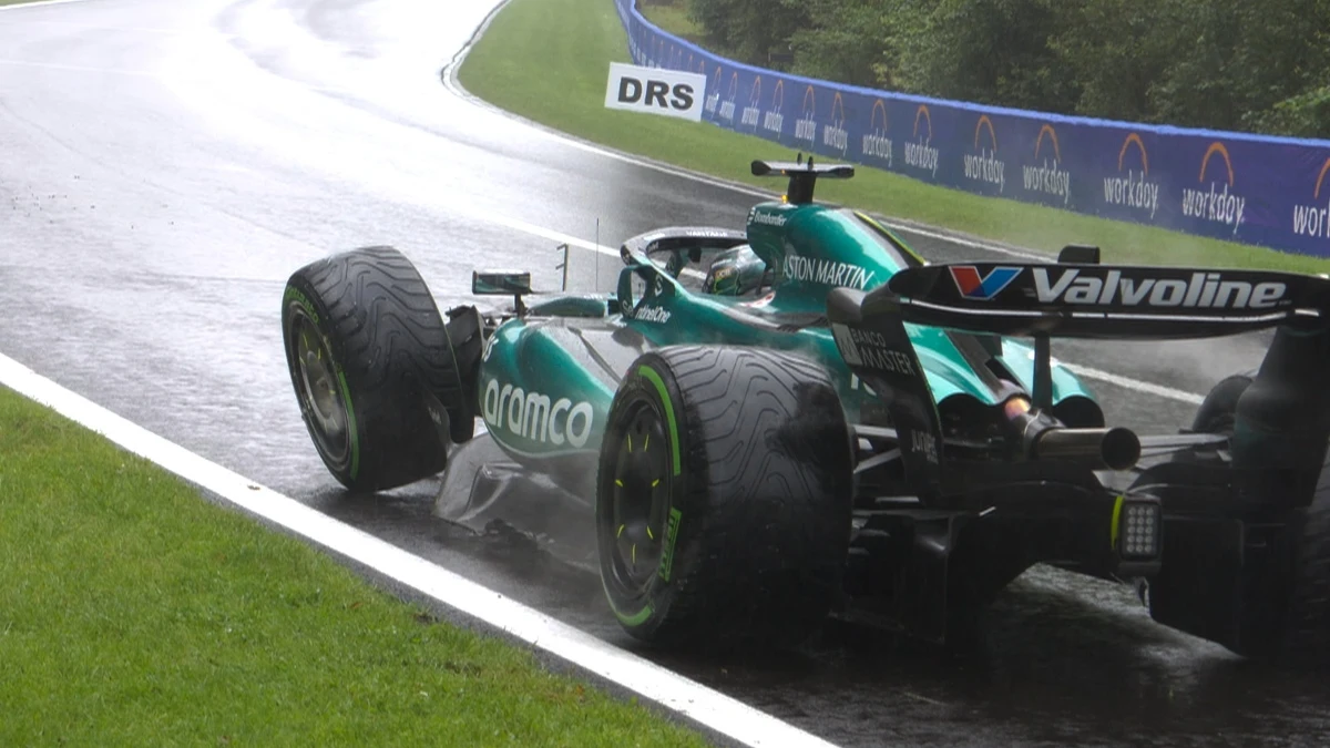 Lance Stroll, con la suspensión rota