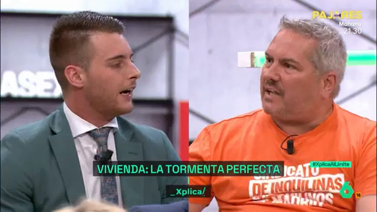 Tenso debate entre Ramón Bultó (sindicato de Inquilinos) y un agente inmobiliario Tenso debate entre Ramón Bultó (sindicato de Inquilinos) y un agente inmobiliario