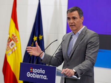 El presidente del Gobierno, Pedro Sánchez, durante una comparecencia