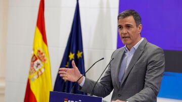 El presidente del Gobierno, Pedro Sánchez, durante una comparecencia