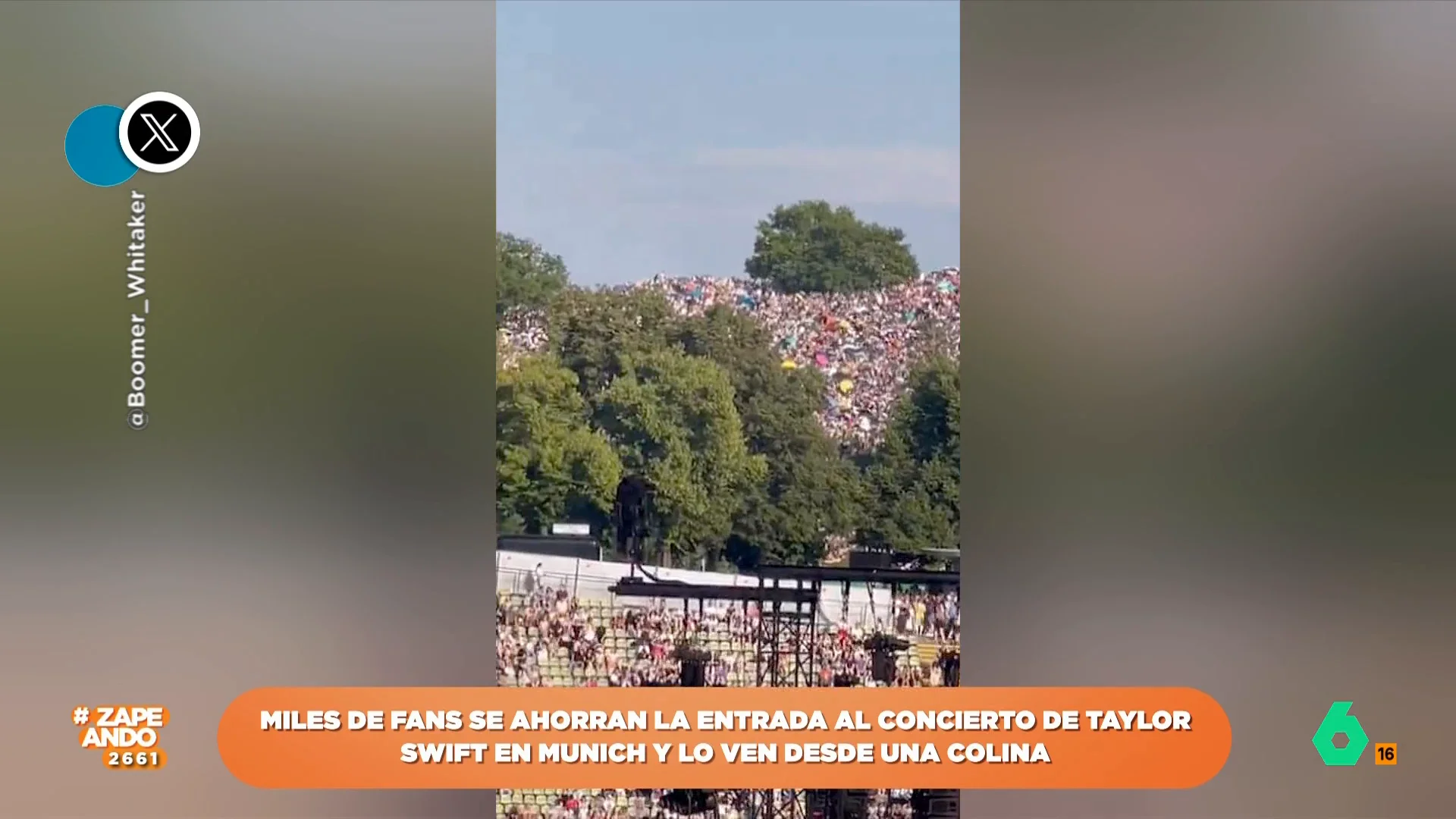 Miles de personas consiguieron ver a la cantante estadounidense sin pagar un euro aprovechando el accidente geográfico presente justo al lado del Estadio Olímpico de Múnich. 