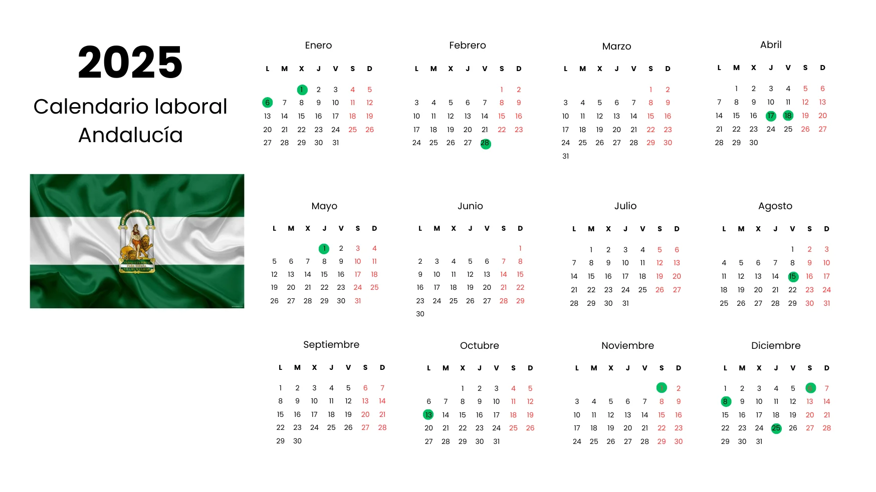 Calendario laboral de Andalucía 2025.