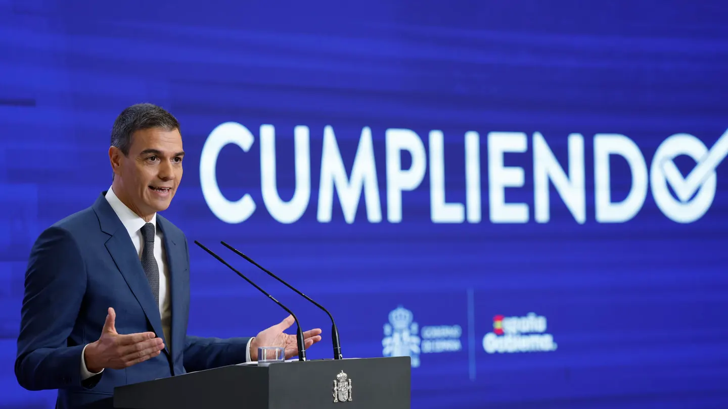 El presidente del Gobierno, Pedro Sánchez, hace balance del curso político El presidente del Gobierno, Pedro Sánchez, hace balance del curso político