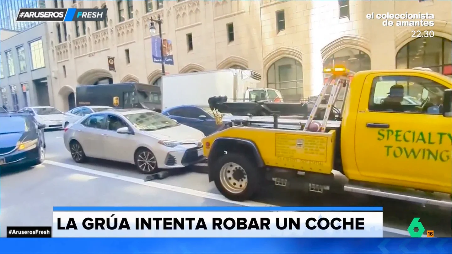 Cazan a una grúa intentando robar un coche con sus dueños dentro en un paso de cebra Cazan a una grúa intentando robar un coche con sus dueños dentro en un paso de cebra