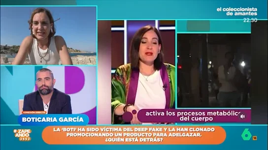 Boticaria García es víctima del deepfake: "Esto da miedo, estamos jugando con la salud" La farmacéutica, al igual que otros famosos, ha visto como su imagen ha sido utilizada en un anuncio en el que se vendía un producto adelgazante.