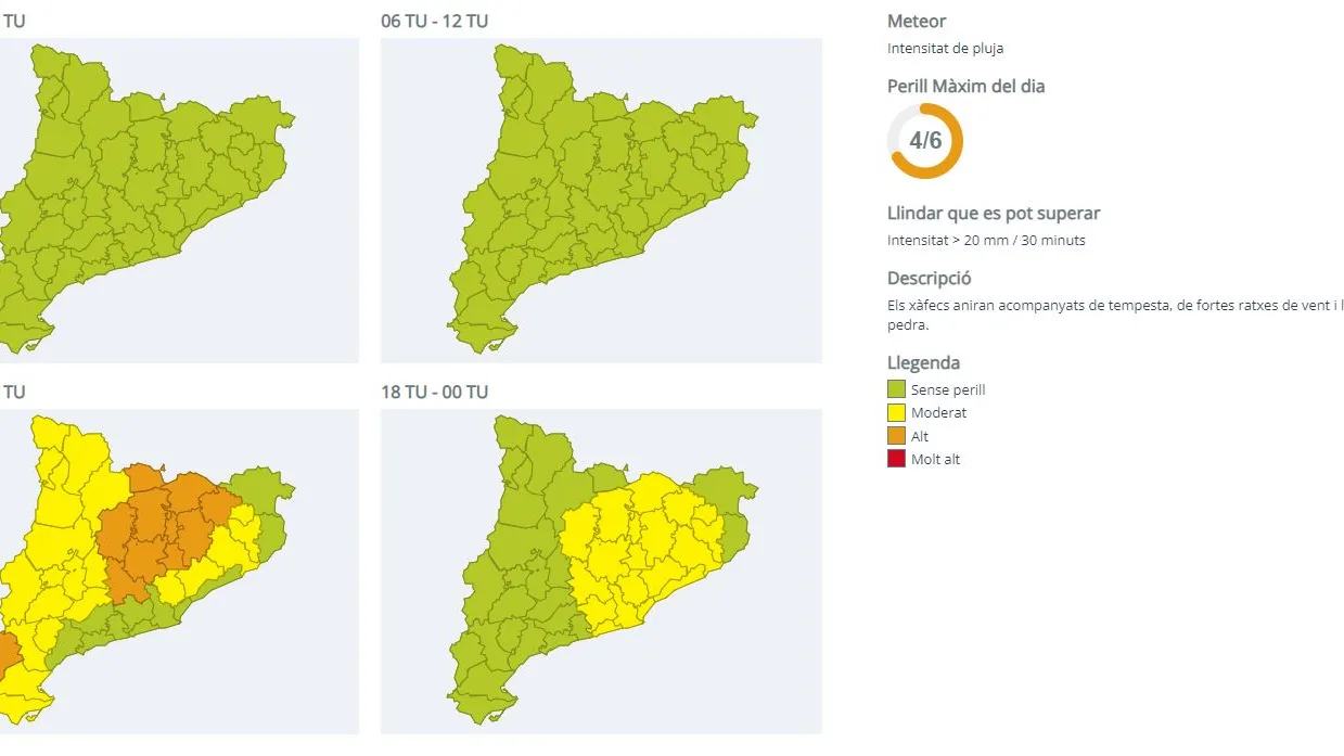 Mapa de la evolución de las precipitaciones del viernes. 