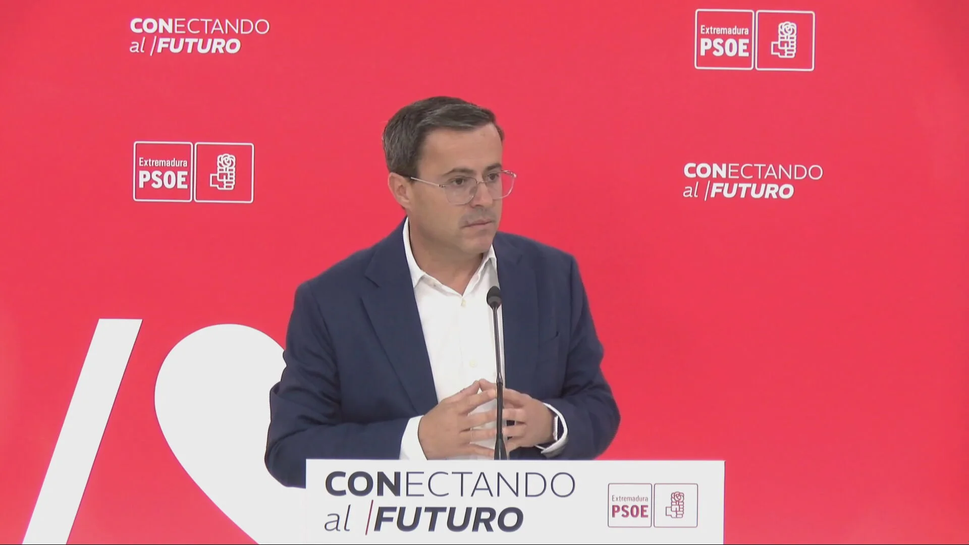 El secretario general del PSOE en Extremadura, Miguel Ángel Gallardo, este jueves.