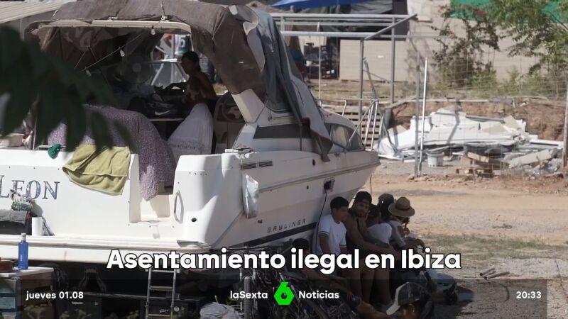 Seis detenidos durante el desalojo de un asentamiento ilegal en el que vivían 400 personas en Ibiza