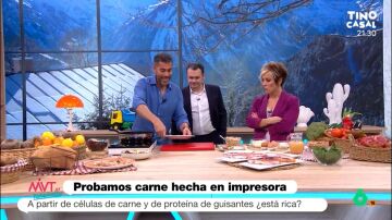 Cristina Pardo e Iñaki López distinguen entre la carne real y la impresa en 3D