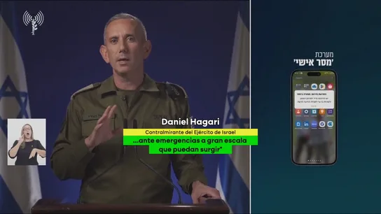 Captura de la alarma de Israel para avisar de un ataque iraní Captura de la alarma de Israel para avisar de un ataque iraní