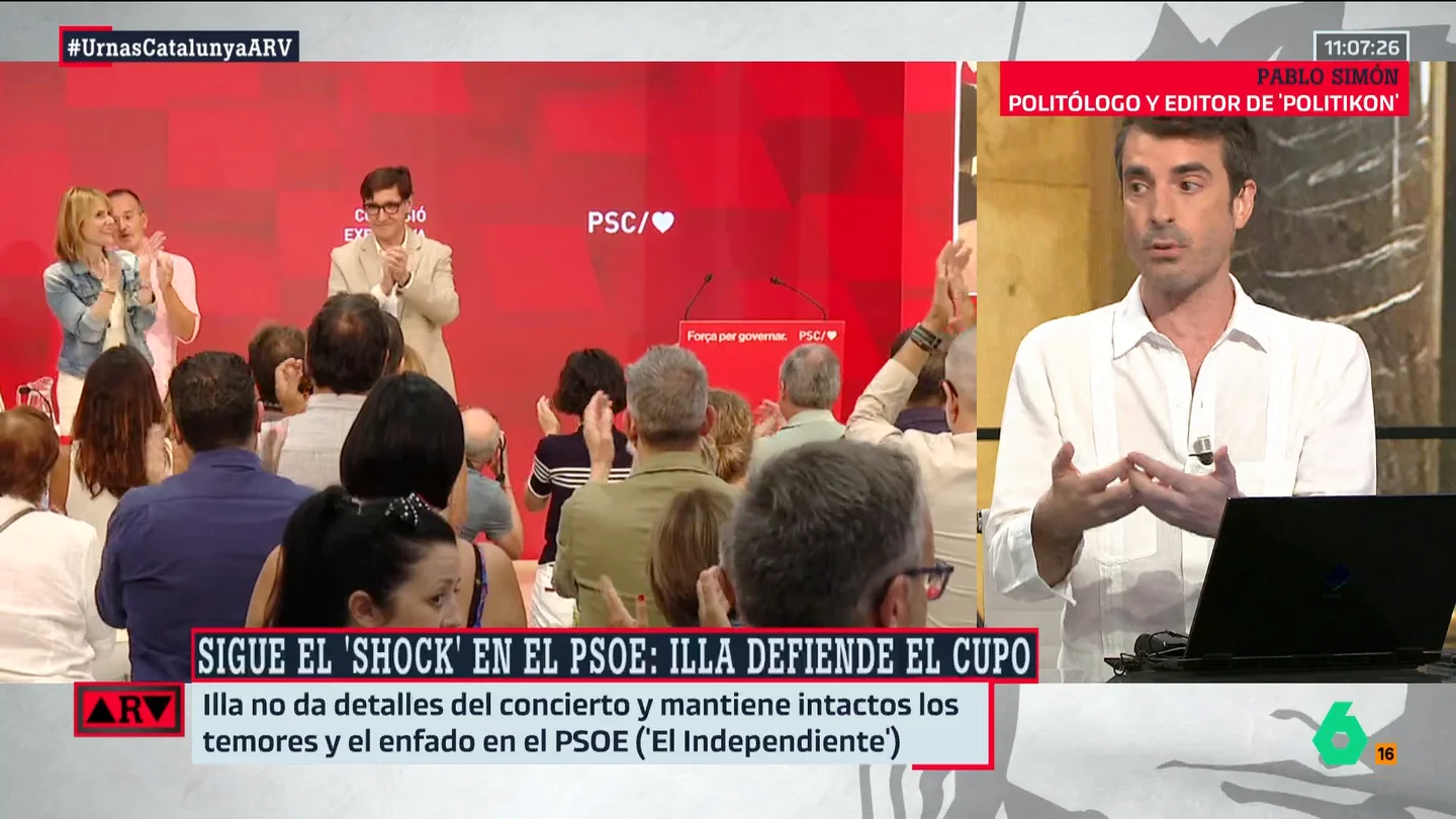 ARV- Pablo Simón analiza la posible investidura de Salvador Illa: "Los números están cantados" ARV- Pablo Simón analiza la posible investidura de Salvador Illa: "Los números están cantados"