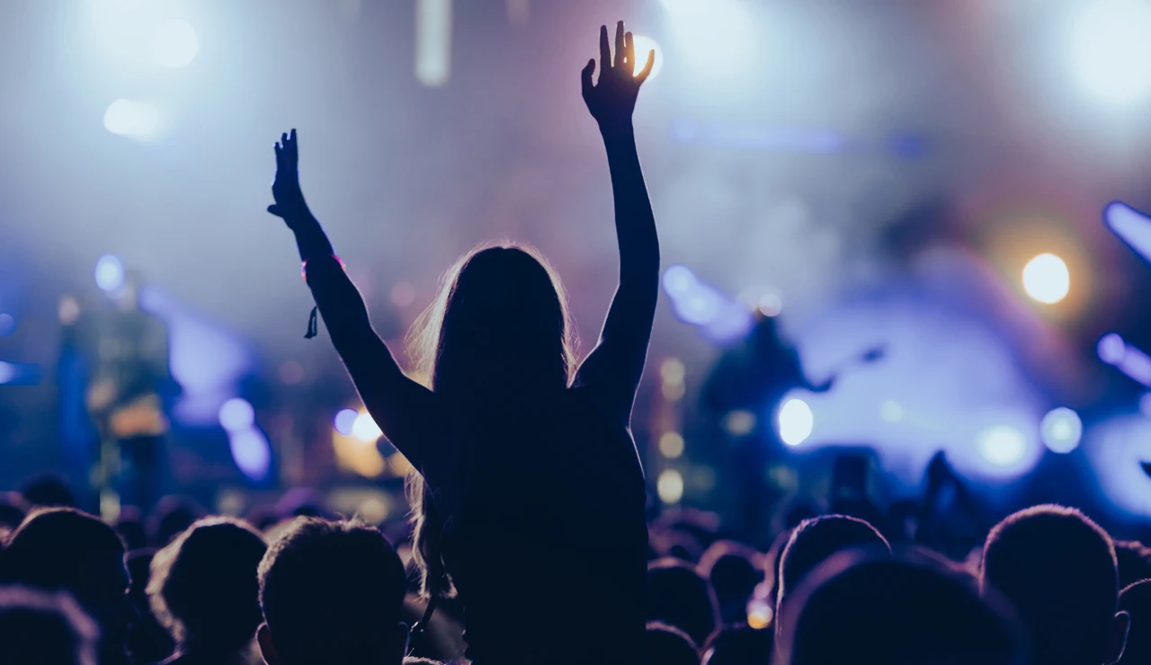 Chica en un concierto al aire libre