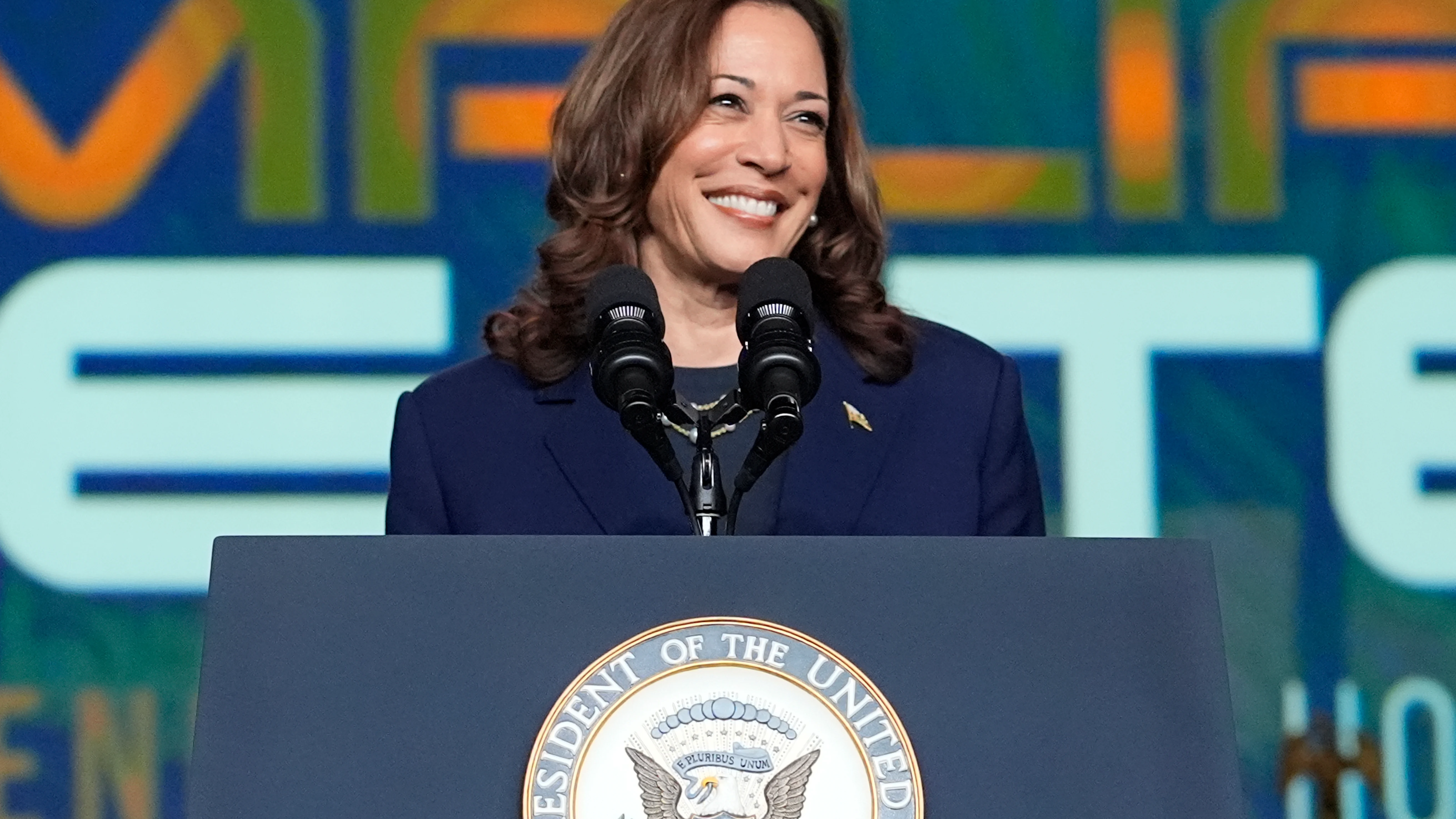 La vicepresidenta de Estados Unidos y candidata demócrata a la presidencia, Kamala Harris