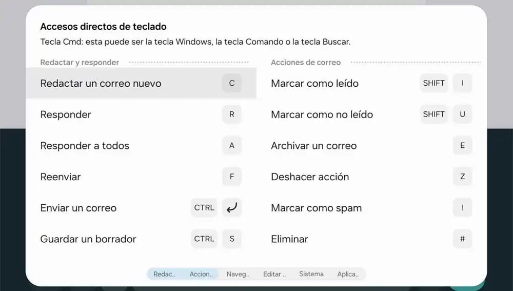 Accesos directos de teclado en Gmail Accesos directos de teclado en Gmail