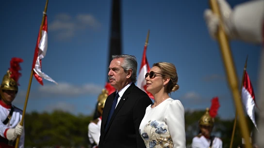 Alberto Fernández, junto a Fabiola Yáñez durante una visita a Brasilia Alberto Fernández, junto a Fabiola Yáñez durante una visita a Brasilia