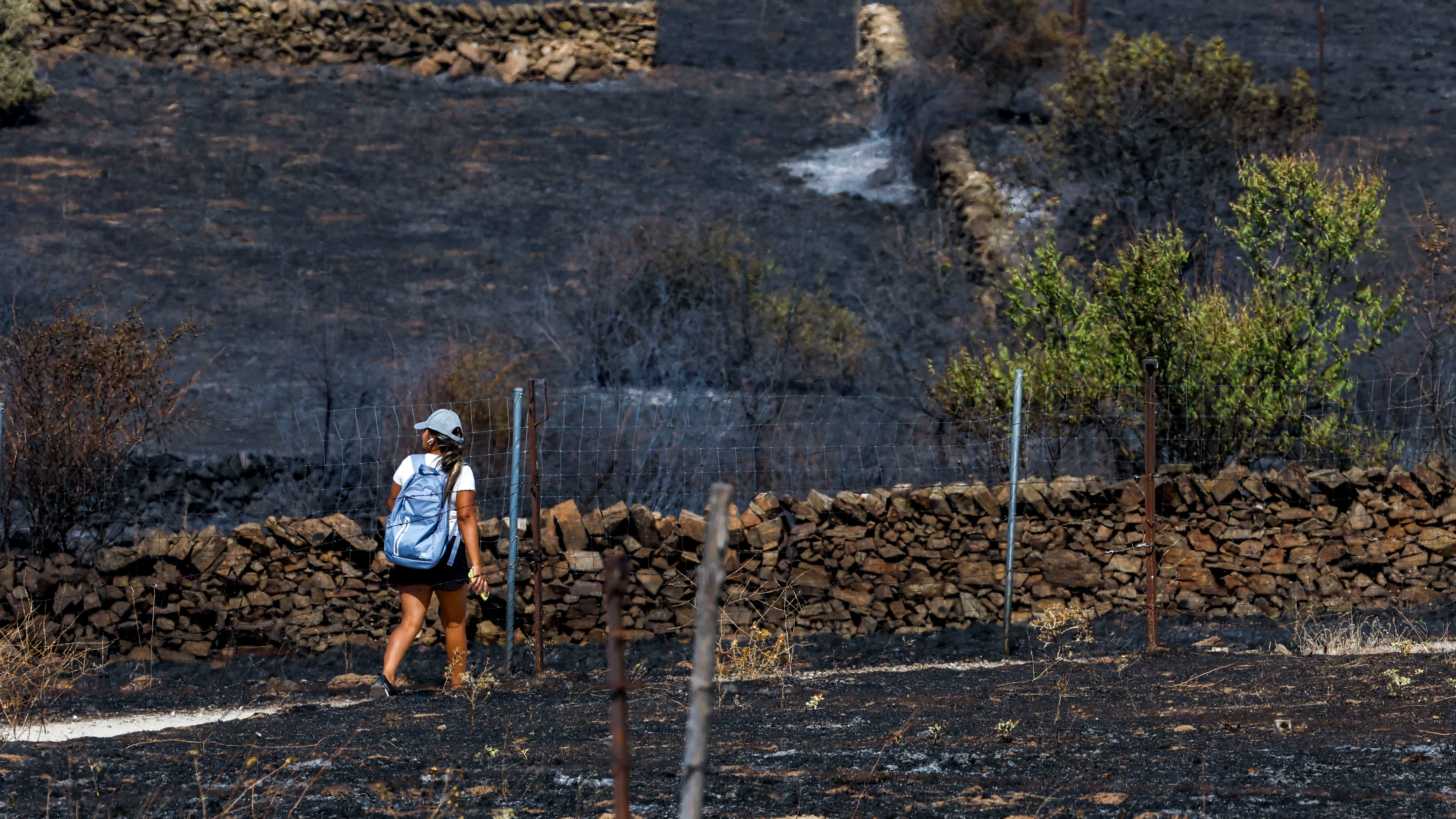 Vista general de la superficie afectada por el incendio en los términos municipales de El Molar y Pedrezuela.