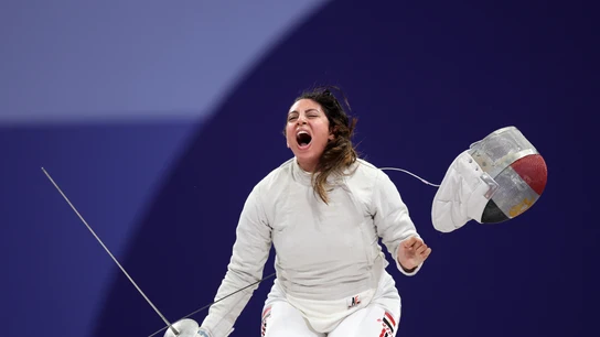 Nada Hafez, la deportista egipcia que ha competido estando embarazada de siete meses, celebra una victoria Nada Hafez, la deportista egipcia que ha competido estando embarazada de siete meses, celebra una victoria