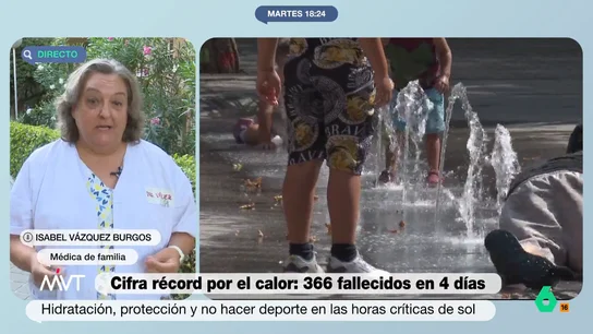 ¿Por qué no se debe dar agua a una persona que está sufriendo un golpe de calor? Una médica responde en Más Vale Tarde ¿Por qué no se debe dar agua a una persona que está sufriendo un golpe de calor? Una médica responde en Más Vale Tarde