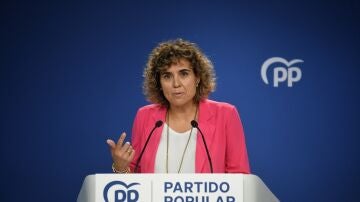 La portavoz del PP en el Parlamento Europeo, Dolors Montserrat, en la sede del PP madrileña, a 5 de agosto de 2024.