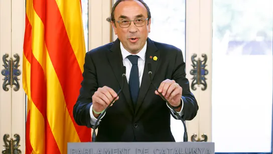 El president del Parlament, Josep Rull, este martes tras la ronda de contactos que confirma la candidatura de Illa como president de la Generalitat. El president del Parlament, Josep Rull, este martes tras la ronda de contactos que confirma la candidatura de Illa como president de la Generalitat.