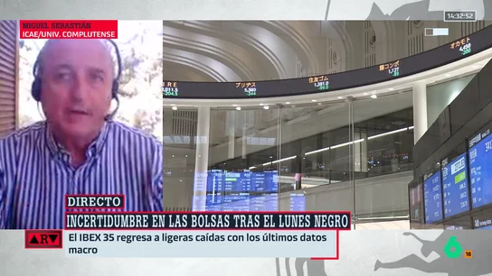 ARV- Miguel Sebastián analiza la incertidumbre que viven las bolsas tras el lunes negro: "Estamos ante una serpiente de verano" ARV- Miguel Sebastián analiza la incertidumbre que viven las bolsas tras el lunes negro: "Estamos ante una serpiente de verano"